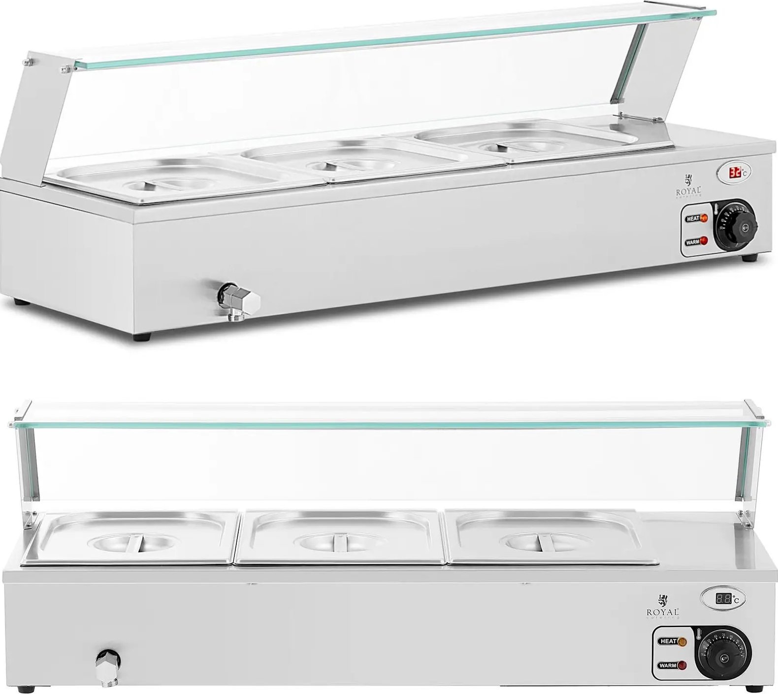Royal Catering Bemar podgrzewacz do potraw bufet grzewczy z osłoną 3 x GN 1/2 2000 W Bemar podgrzewacz do potraw bufet grzewczy z osłoną 3 x GN 1/2 20