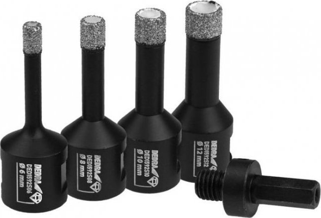 Wiertło Dedra ZESTAW KORONEK DIAMENTOWYCH VACUUM BRAZED 6,8,10,12MM + ADAP (1 SZT)