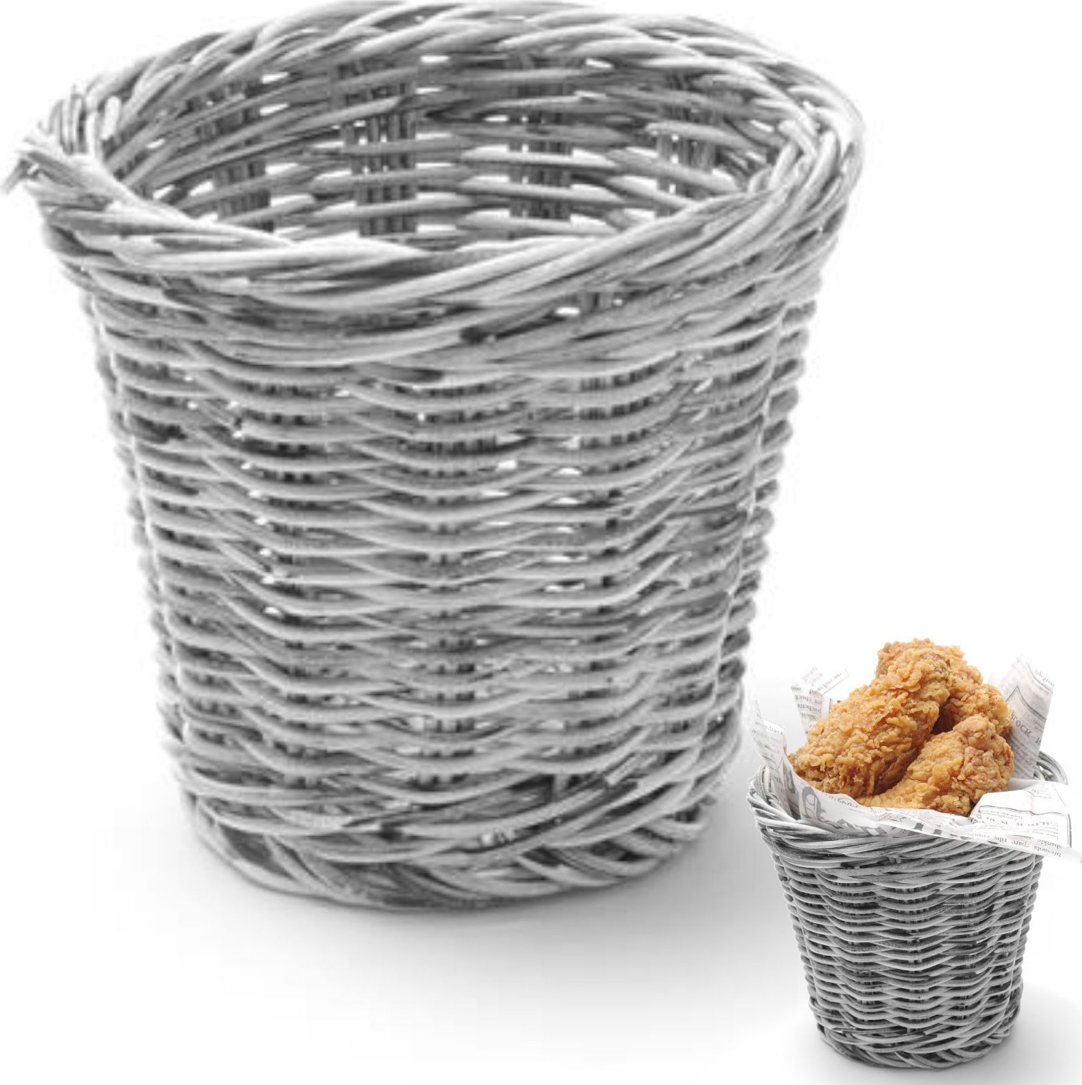Hendi Koszyk do serwowania smażonych przekąsek szary melanżowy śr. 130x110 mm - Hendi 426043 Koszyk do serwowania smażonych przekąsek szary melanżowy
