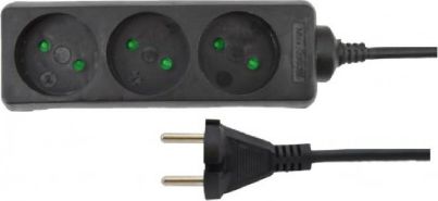 AWTools przedłużacz domowy czarny bez uziemienia 3 gniazda 5,0m (AW24652)