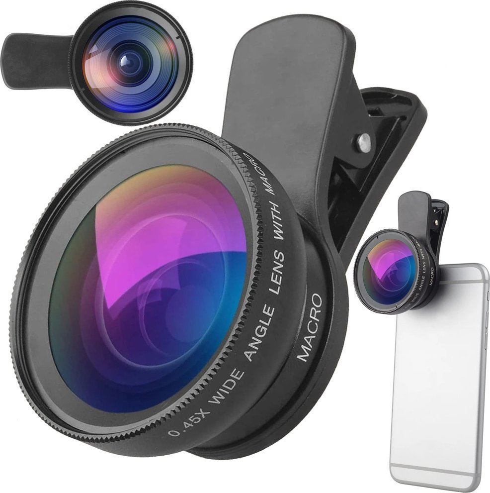 Verk Obiektyw soczewka do telefonu smartfona 2w1 0.45x 12,5x makro klips aparat Obiektyw soczewka do telefonu smartfona 2w1 0.45x 12,5x makro klips ap
