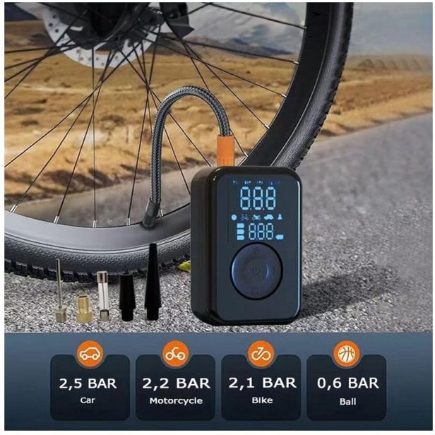 PATONA Pompka Elektryczna do opon samochodowych, rowerowych, materacy, piłek 10,3 bar / 150 PSI z Powerbankiem i Lampką LED