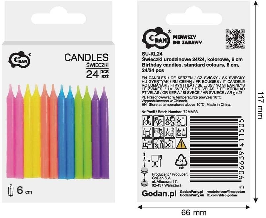 Świeczki urodzinowe 6cm 24szt