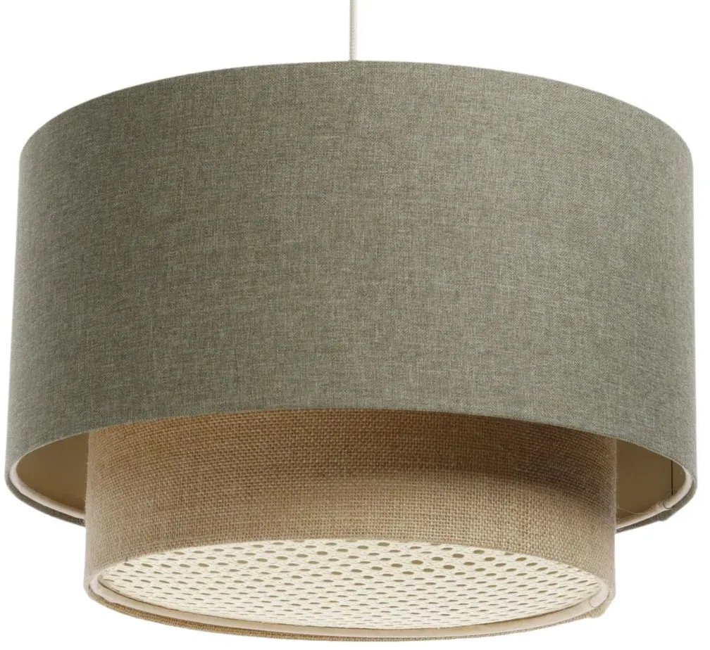 Lampa wisząca ERUTAN DOUBLE RATTAN 40 zielona/beżowa BPS KONCEPT