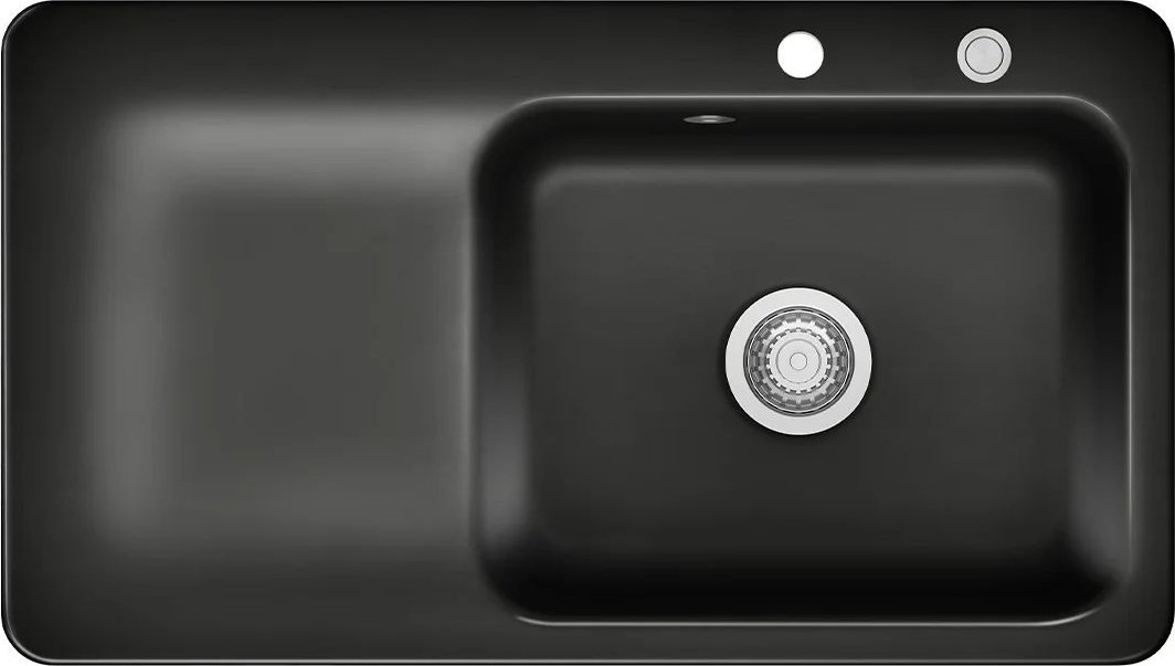 Zlewozmywak SYSTEMCERAM Juna 90 Nero, zlewozmywak ceramiczny, korek manualny