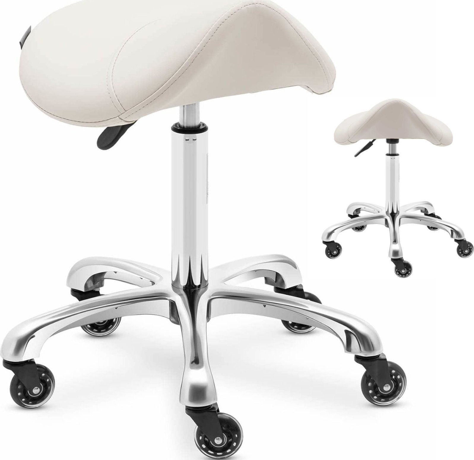 Physa Taboret stołek hoker kosmetyczny siodłowy na kółkach York do 150 kg beżowy Taboret stołek hoker kosmetyczny siodłowy na kółkach York do 150 kg b