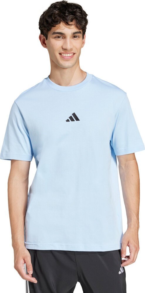 Koszulka męska adidas Essentials Small Logo Single Jersey błękitna JF1101 M