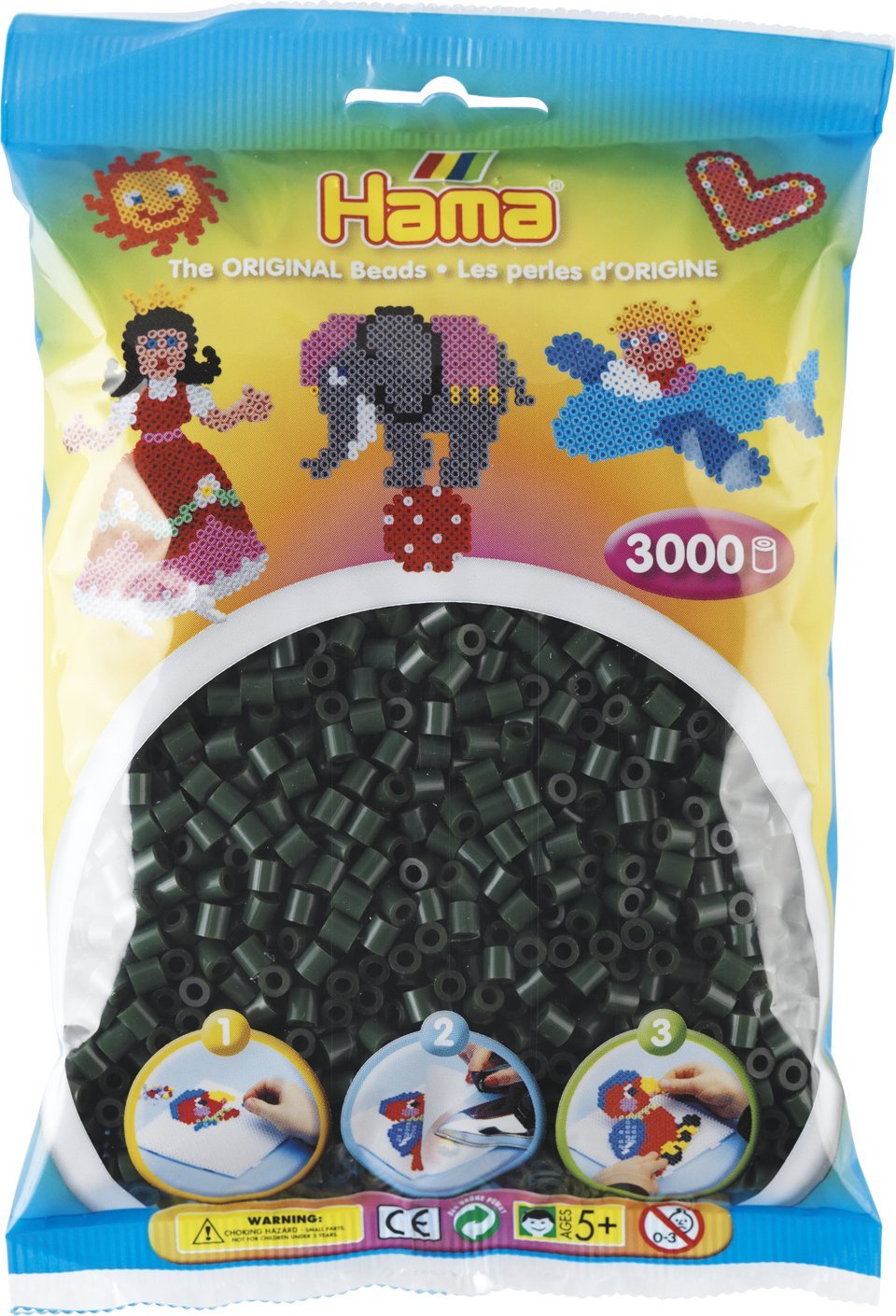 Hama midi perler 3000stk mørkegrøn