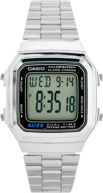 Zegarek Casio ZEGAREK MĘSKI CASIO A178WA-1A (ZD082A) - KLASYKA