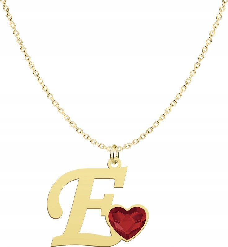 Radziszewska Jewellery Pozłacany Naszyjnik LITERA E z sercem DEDYKACJA