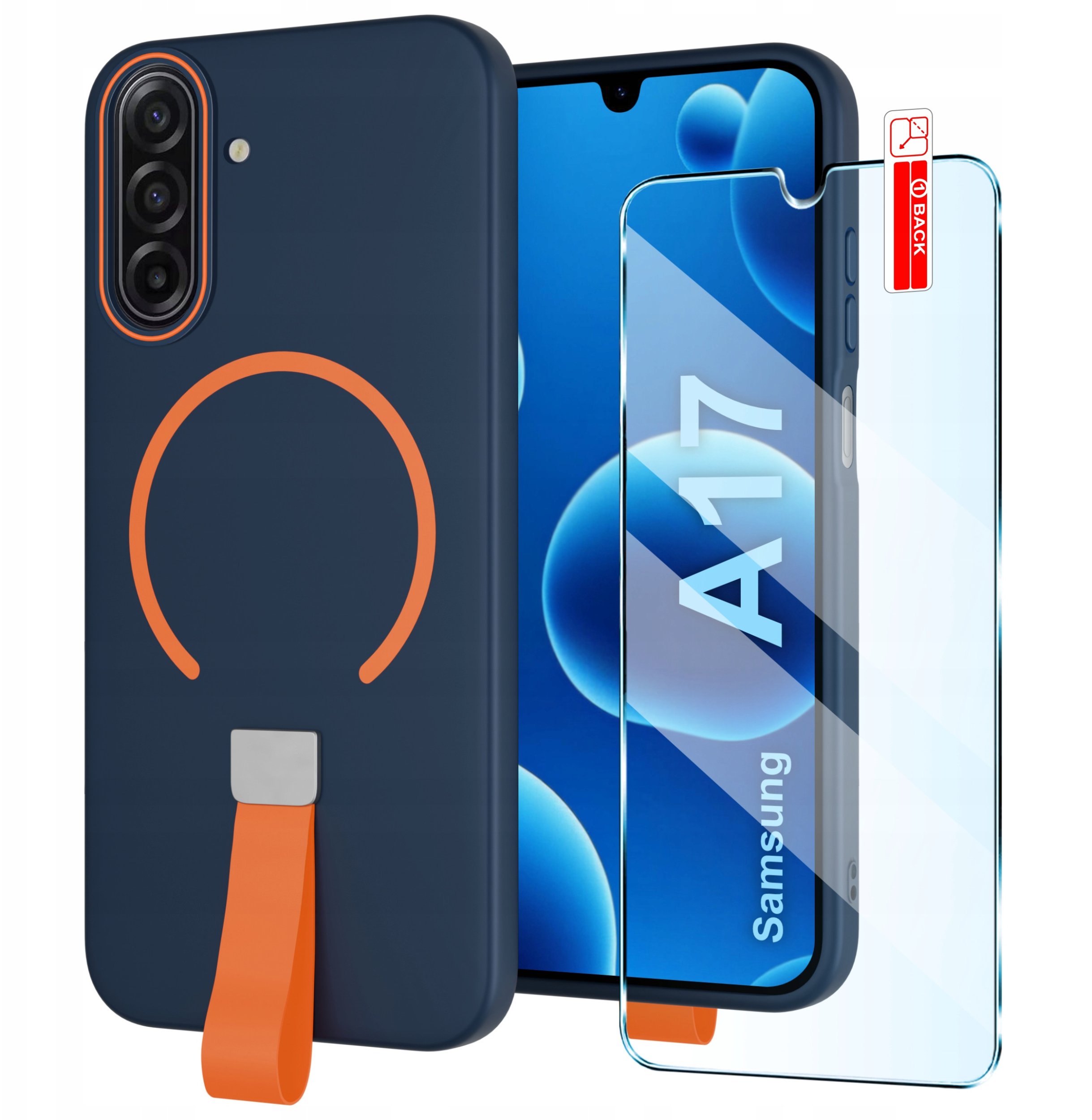 Etui z Paskiem na palec Matowe do Samsung A17 5G |do MagSafe +Szkło