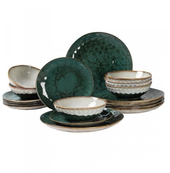 KOMPLET OBIADOWY OMBRES DLA 6 OSÓB 18 ELEM. GREEN GREY