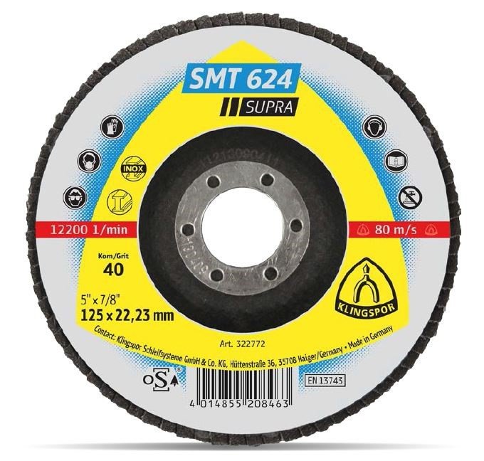 Klingspor Ściernica talerzowa listkowa SMT624 SUPRA 125mm granulacja 40 - 322772