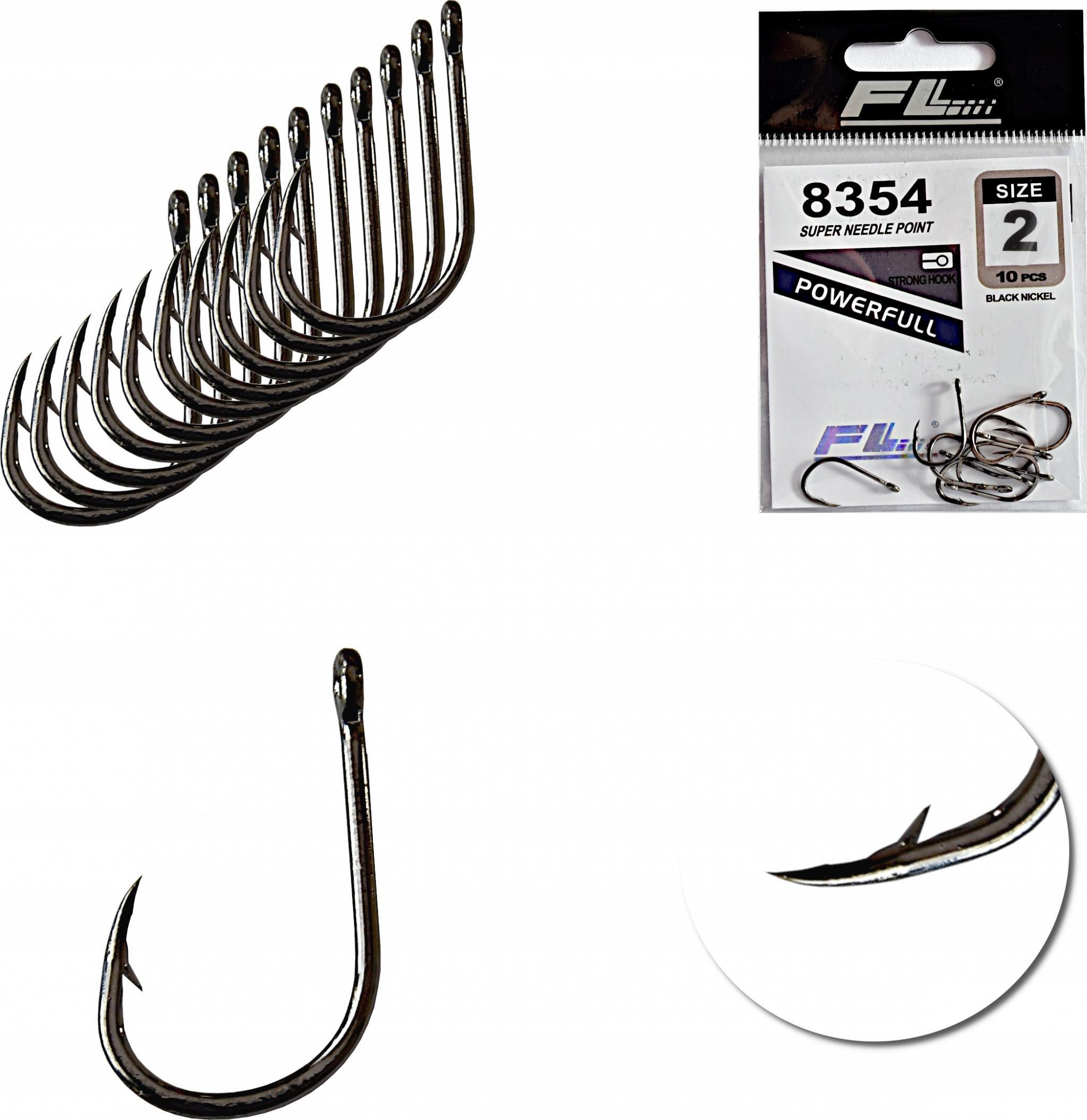 FL Zestaw Haczyk Haczyki FL 8354 r 2 B.Nickel 10 szt