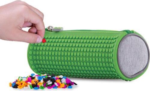 Piórnik PIXIE Okrągły Piórnik na Suwak, Kosmetyczka, Saszetka, PIXIE CREW, Szary, Zielony Panel