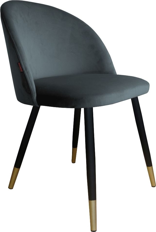 Atos Krzesło CLAUDINE 1 BL VELVET GOLD ciemno szare w stylu glamour ATOS