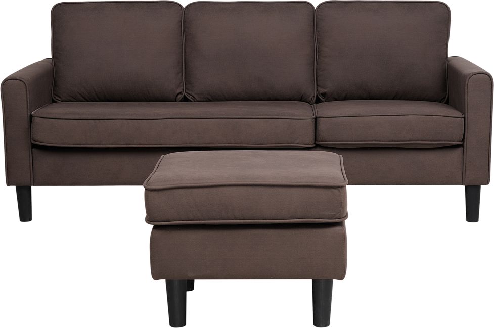 Beliani Sofa 3-osobowa z otomaną brązowa AVESTA