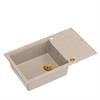 EVAN 136 XL GraniteQ zlewozmywak z syfonem Push to Open 1-komorowy z/o (860x500x210; kom. 420x490) pearl beige / elementy miedziane