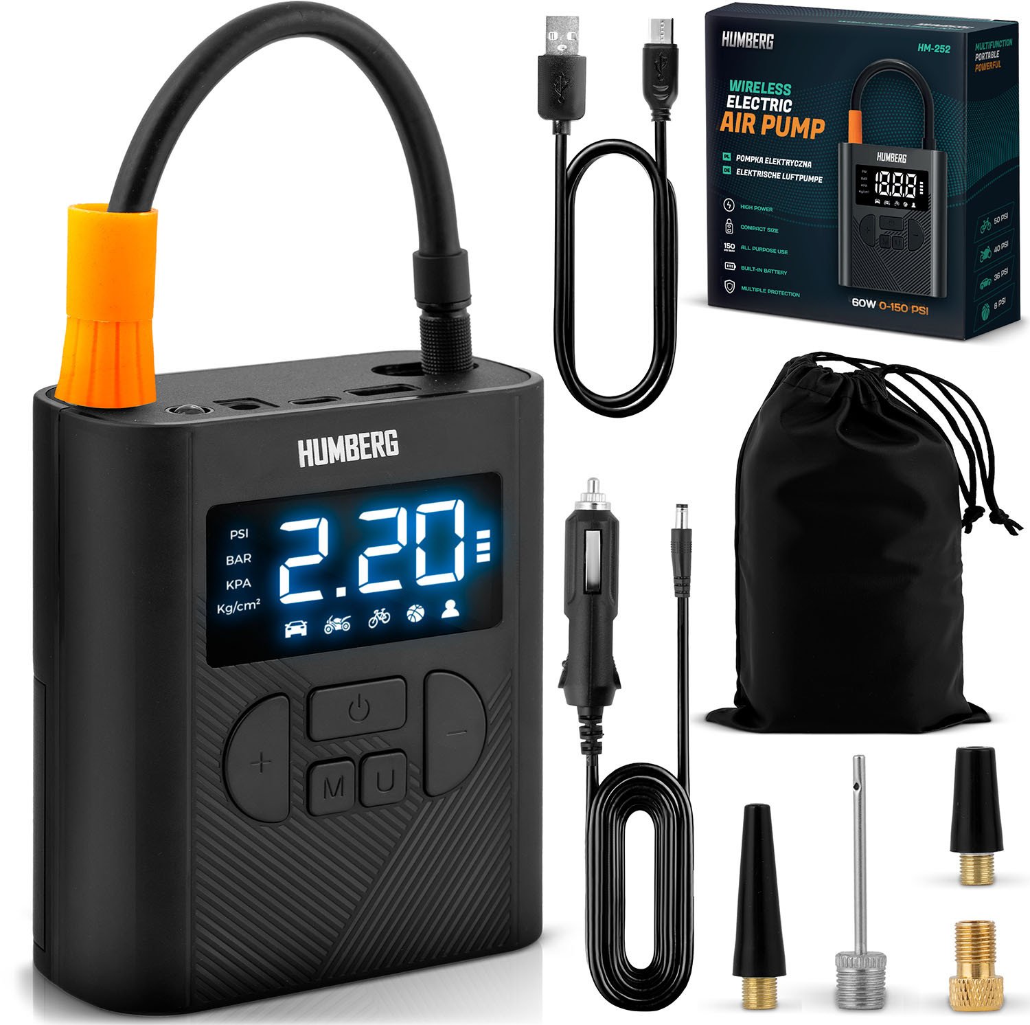 Kompresor samochodowy Humberg Bezprzewodowy kompresor elektryczny HM-252
