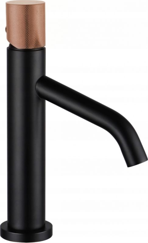 Bateria umywalkowa Mexen Rumba One stojąca czarny mat + różówe złoto
