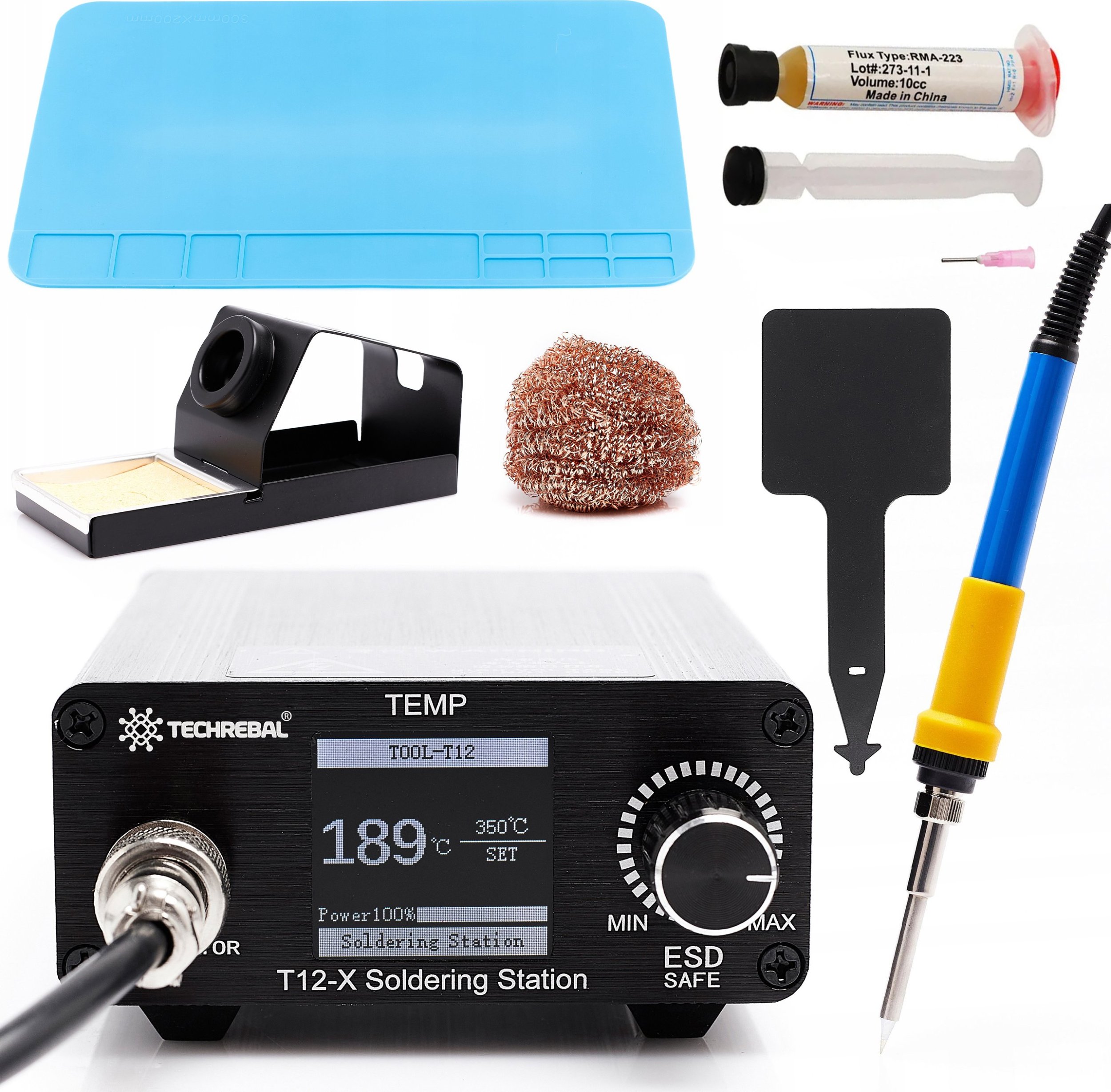 Zestaw Stacja Lutownicza Techrebal T12-X OLED 75W T12 + Mata + Akcesoria