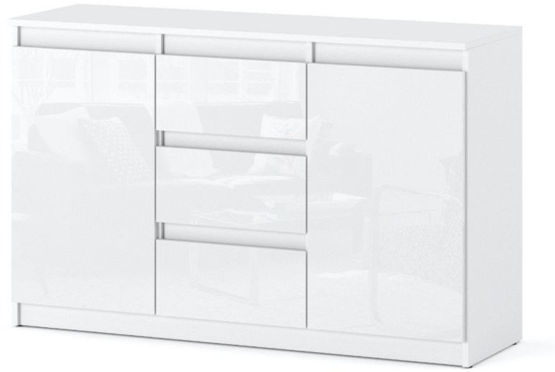 Komoda Nowoczesna Biała Połysk 3 Szuflady Agnes 120cm Sypialnia Salon