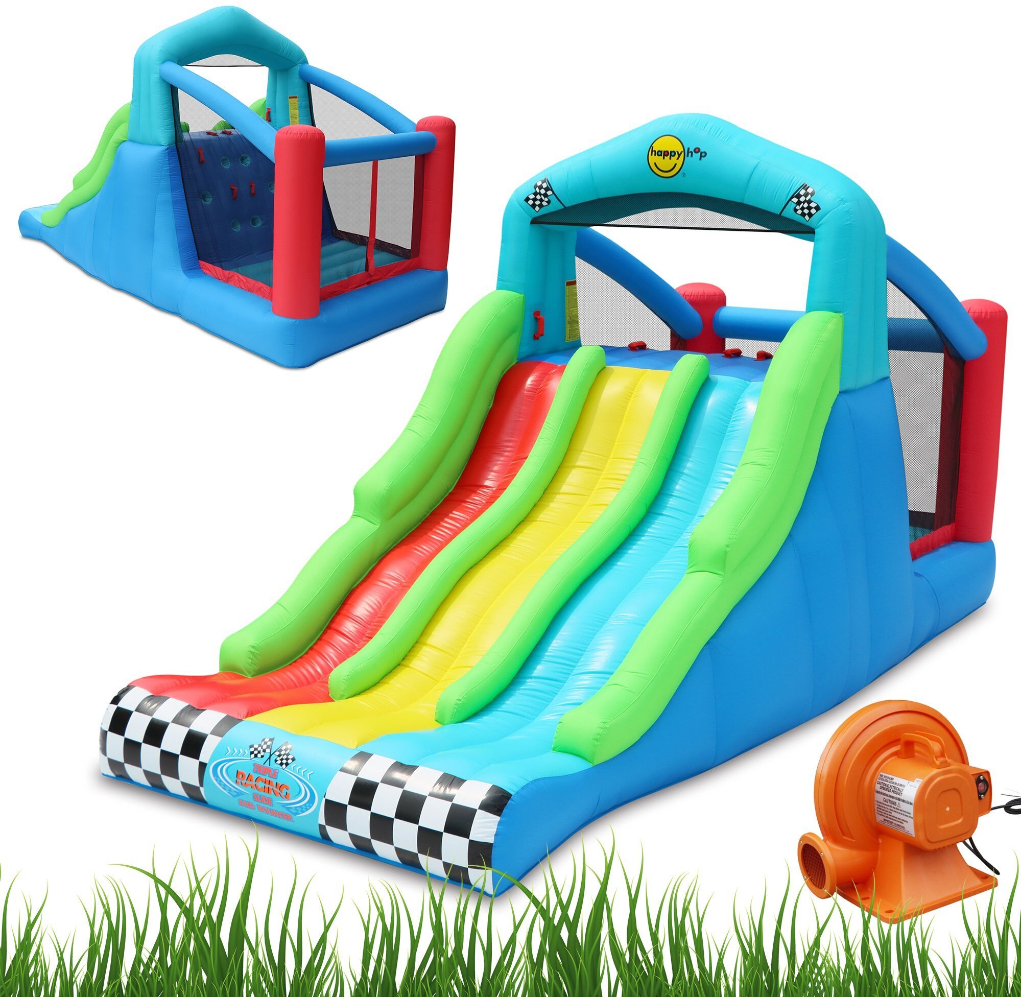 Dmuchany zamek TRIPLE SLIDE trampolina HappyHop 3 zjeżdżalnie