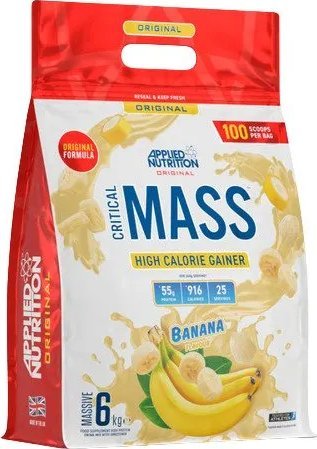 Applied Nutrition - Gainer, Critical Mass, Banan, Proszek, 6000g