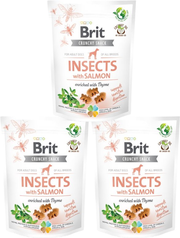 BRIT CARE Dog Crunchy Cracker Insects rich in Salmon 3x200g