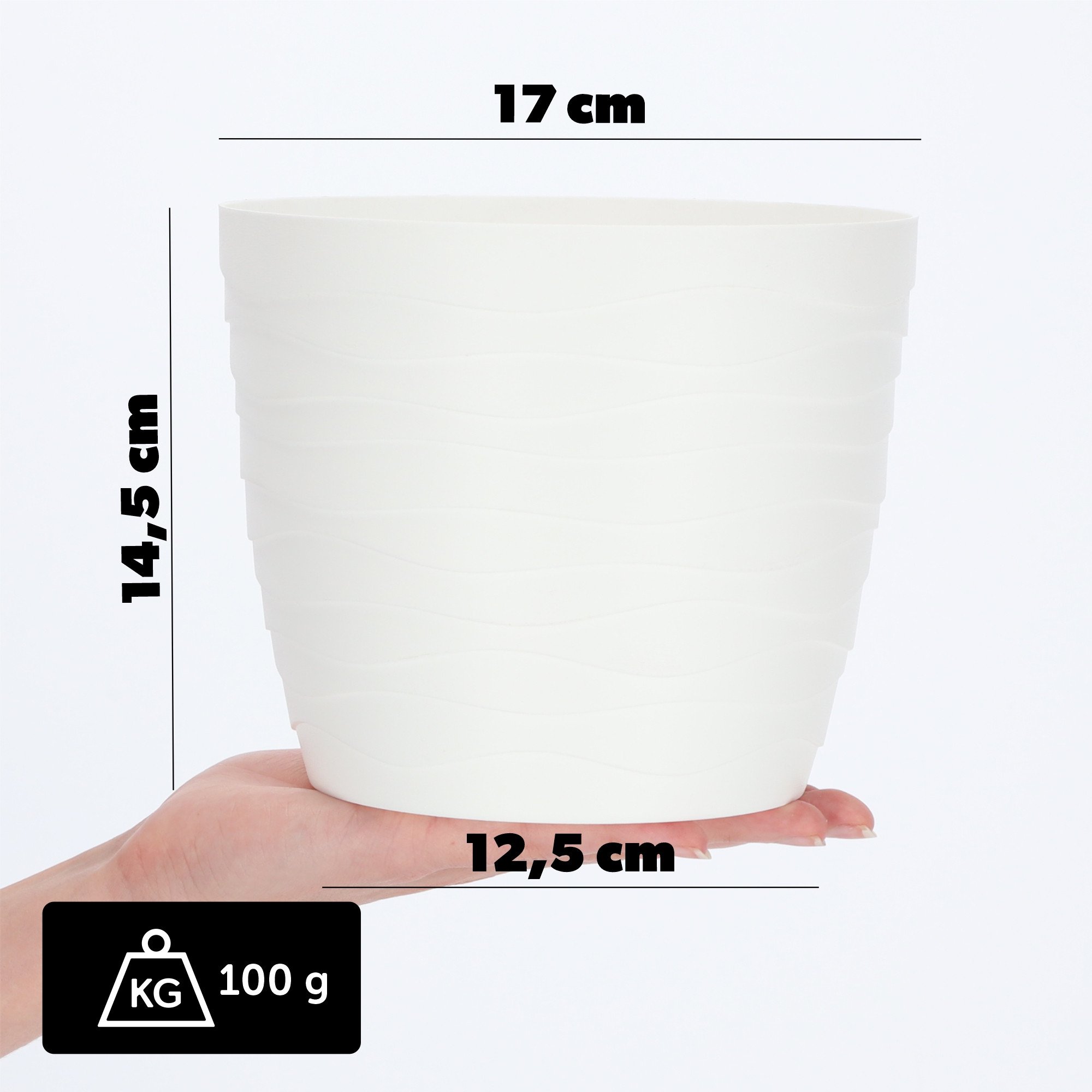 KADAX Doniczka Donica Osłonka Na Kwiaty Biała Okrągła 17cm Plastikowa