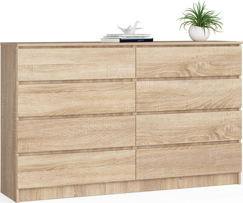 Fabryka Mebli Akord Komoda do salonu K 160 cm 8 szuflad - dąb sonoma