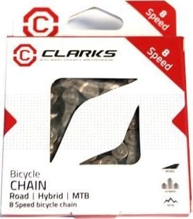 Clarks Łańcuch rowerowy CLARKS C8E, 8-rzędowy, Spinka, Niklowany, Do rowerów elektrycznych E-BIKE, Ciemny (NEW 2025)