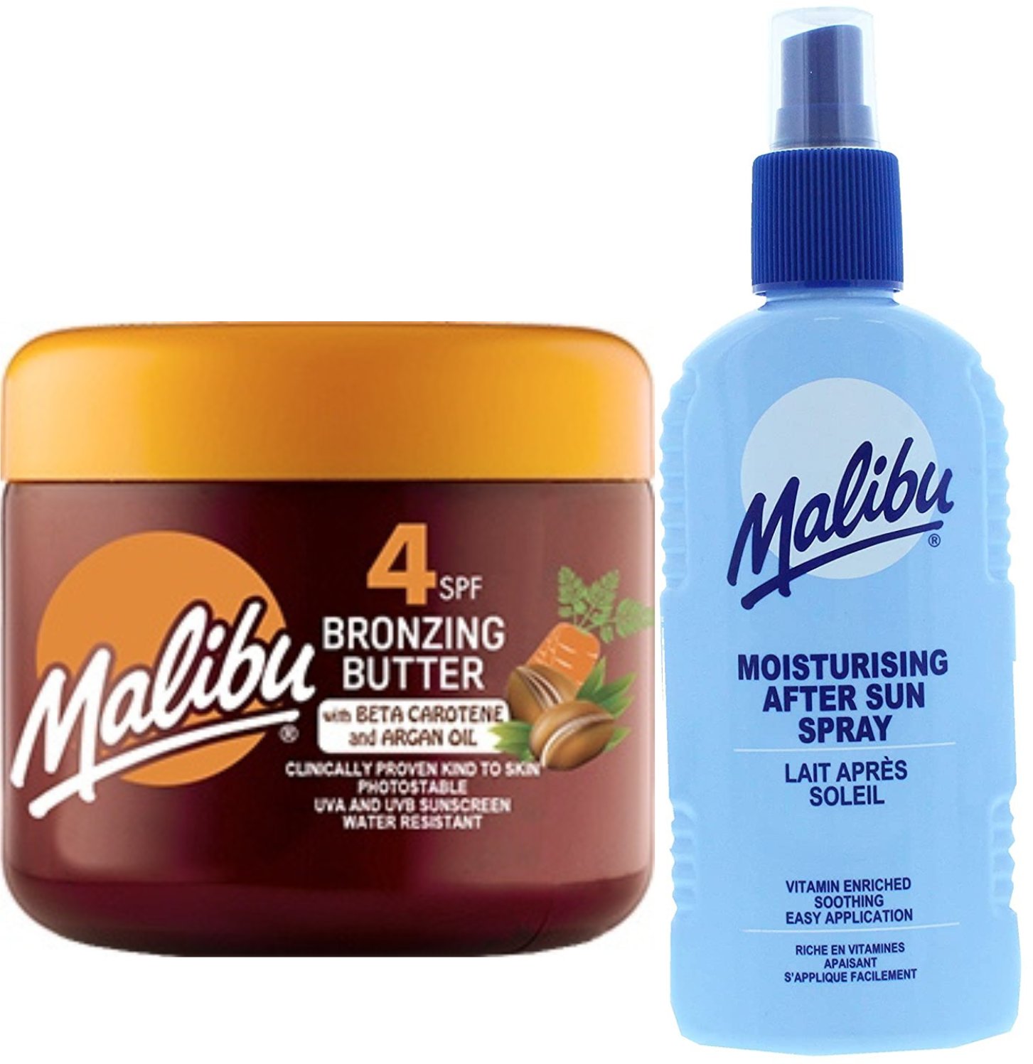 Malibu Przyspieszacz Opalania SPF4 300ml + Balsam W Sprayu Po Opalaniu 200ml