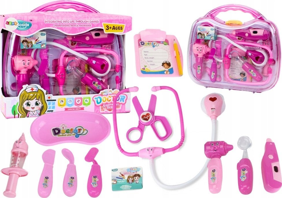 LeanToys Zestaw Medyczny Małego Doktora W Walizce Światła Dźwięki Różowy