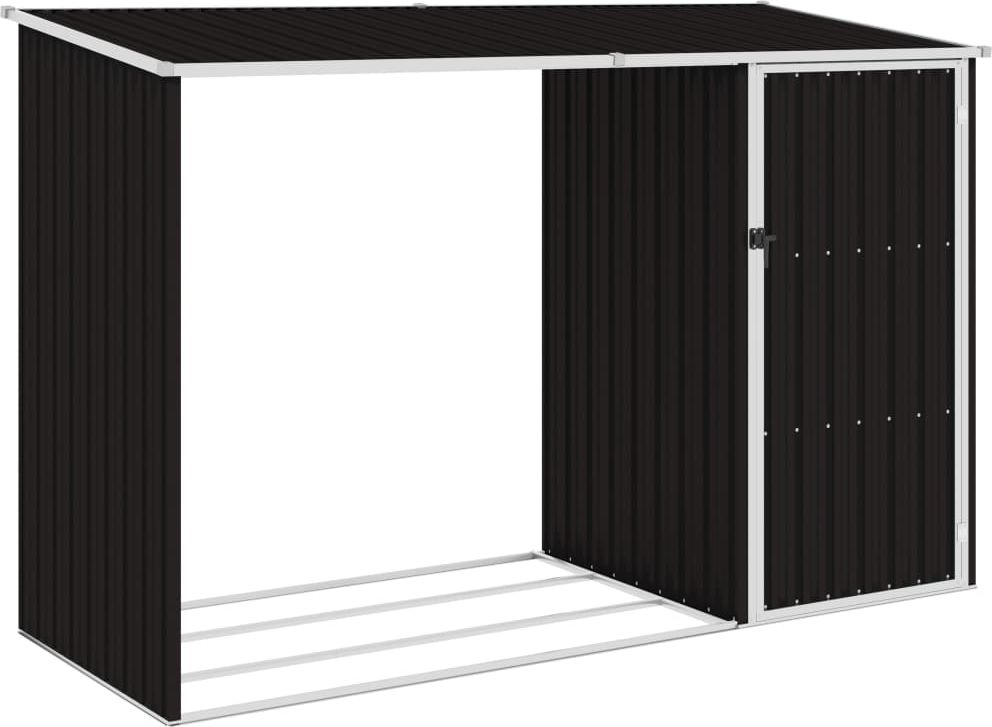 vidaXL Szopa z wiatą na drewno, brązowa, 245x98x159 cm, stal