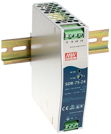 Zasilacz impulsowy AC/DC na szynę DIN 75W 88-264VAC Uwyj 24VDC 3,2A SDR-75-24, 1-1W3GEB