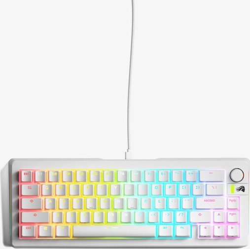 Klawiatura Glorious Glorious GMMK 3 65 % Custom Gaming-Tastatur - Pre-Built, ANSI (US), Fox Switches, weiß