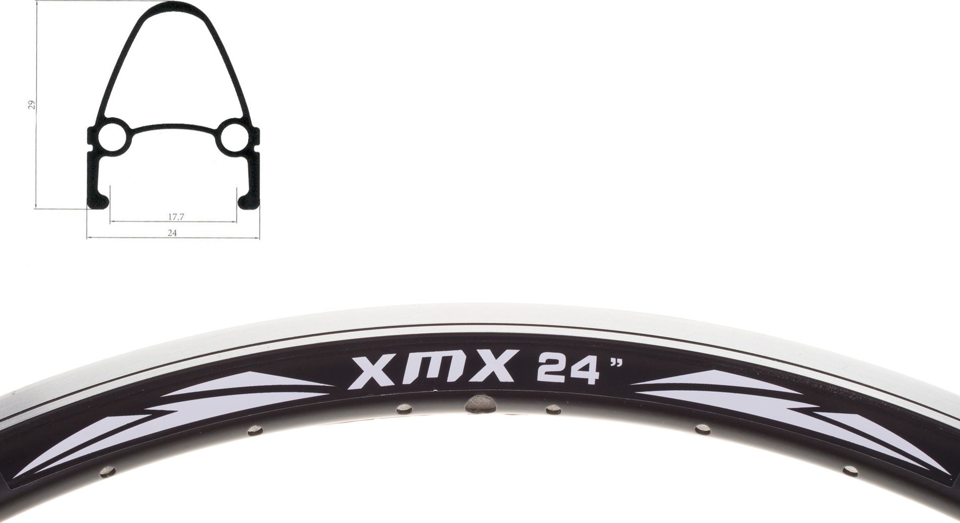 Obręcz stożkowa 24" -YKL-D6- 36-otworów, czarna CNC Uniwersalny