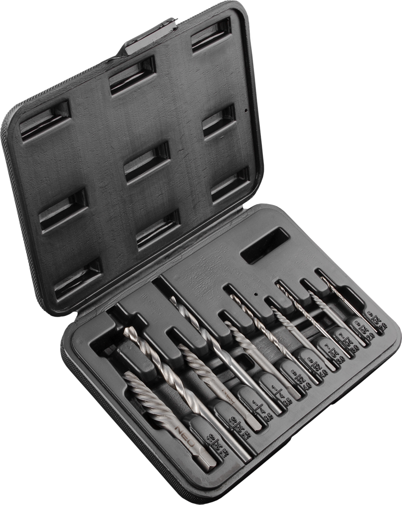 Neo Zestaw wykrętaków do zerwanych śrub M2 - M7,5 5szt. + wiertła (09-609)