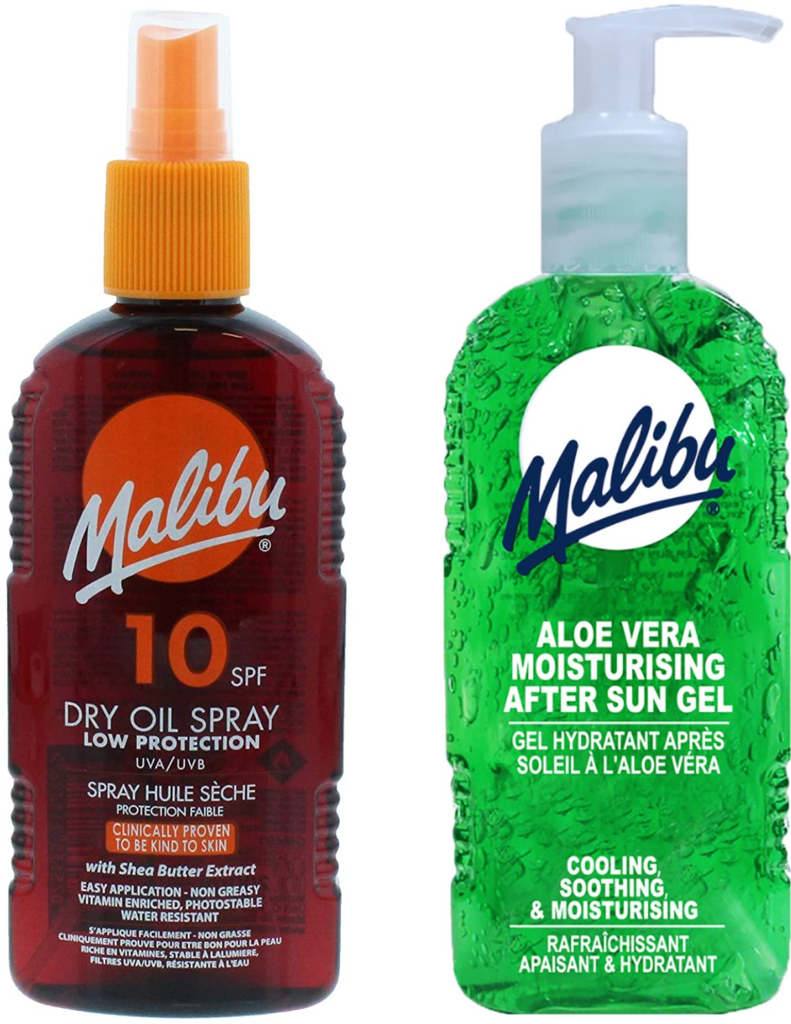 Malibu SPF10 Olejek Brązujący 200ml + Aloe Żel Po Opalaniu 200ml