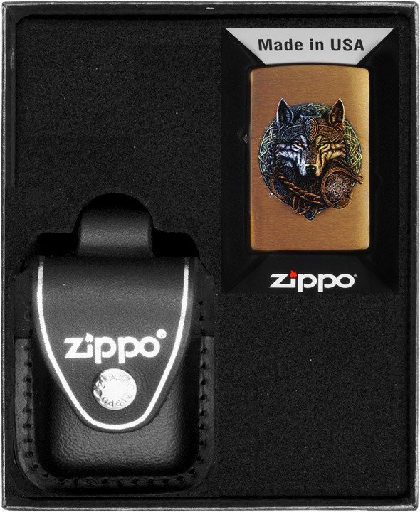 Zestaw ZIPPO Zapalniczka WOLF WARRIOR DESIGN Prezentowy No3