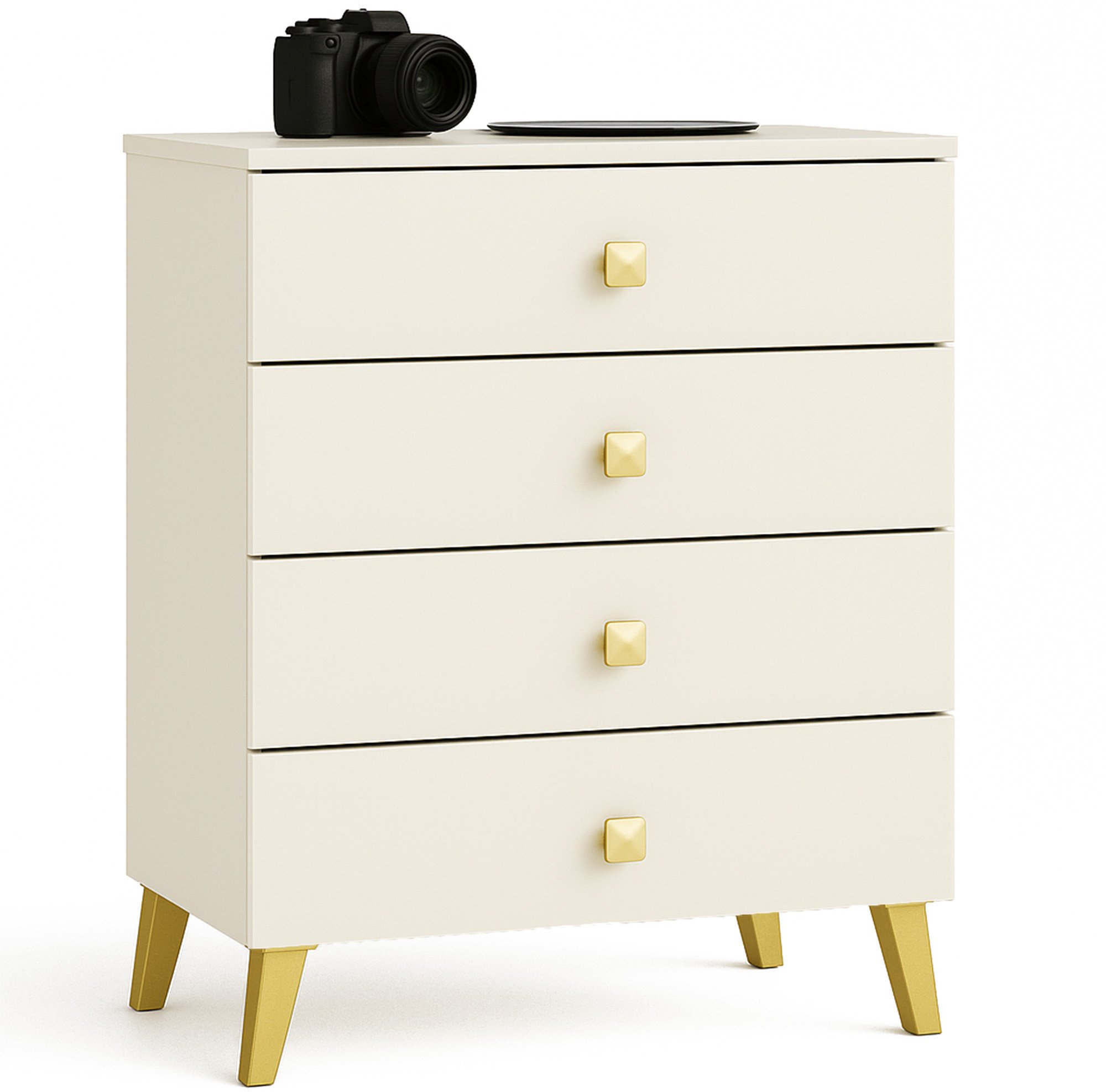 Fabryka Mebli Akord Komoda do salonu MOBI 60 cm 4 szuflady szafka glamour - kaszmir złoty