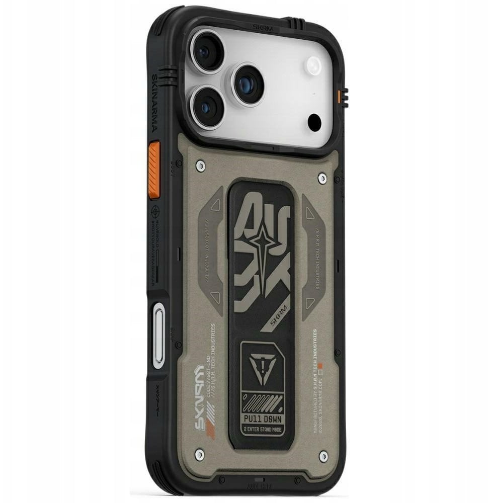 Etui Skinarma Aegis do iPhone 17 Pro Max Magnetic Charging + Grip Stand szary