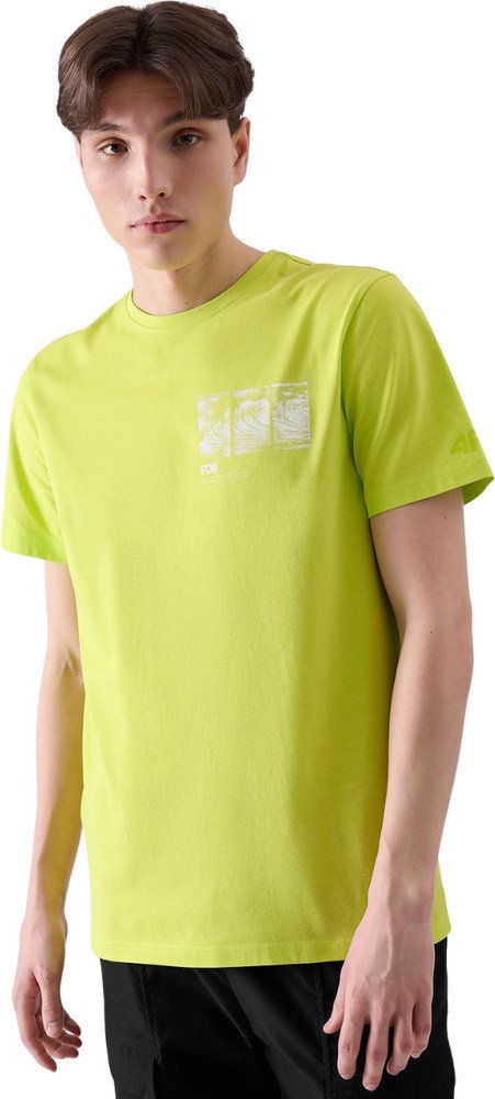 Koszulka męska 4F M2106 zielony neon 4FRSS24TTSHM2106 41N L