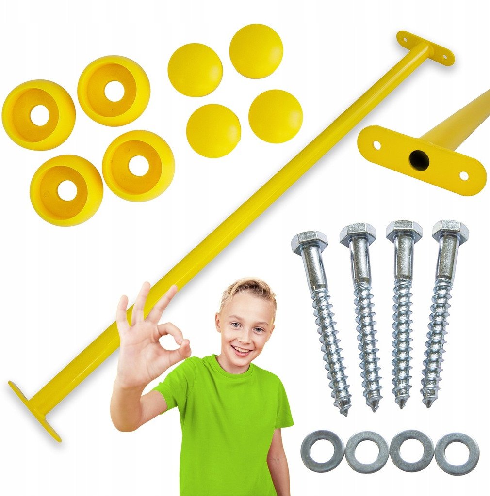 Drążek Metalowy Żółty 90cm Uchwyt do podciągania