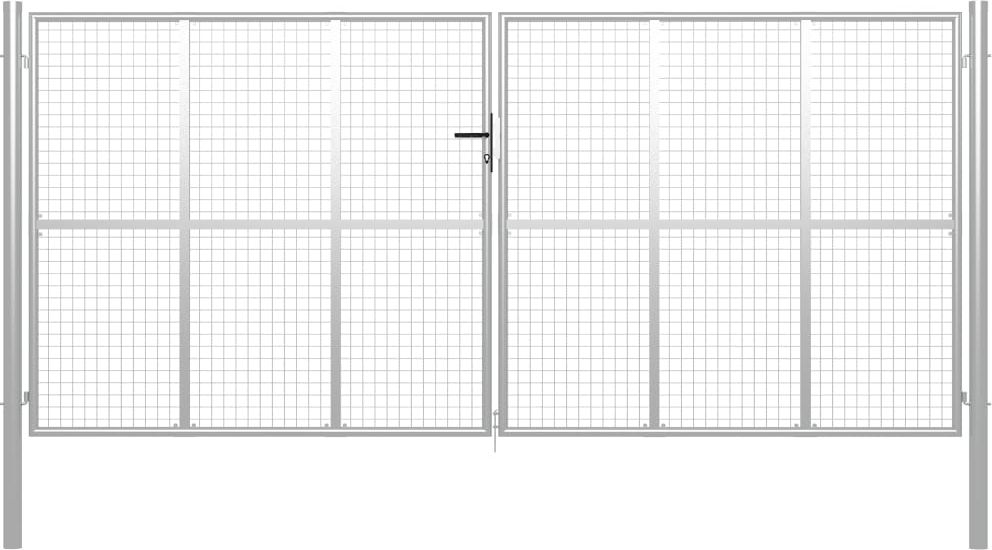 vidaXL Brama ogrodowa, galwanizowana stal, 415x250 cm, srebrna