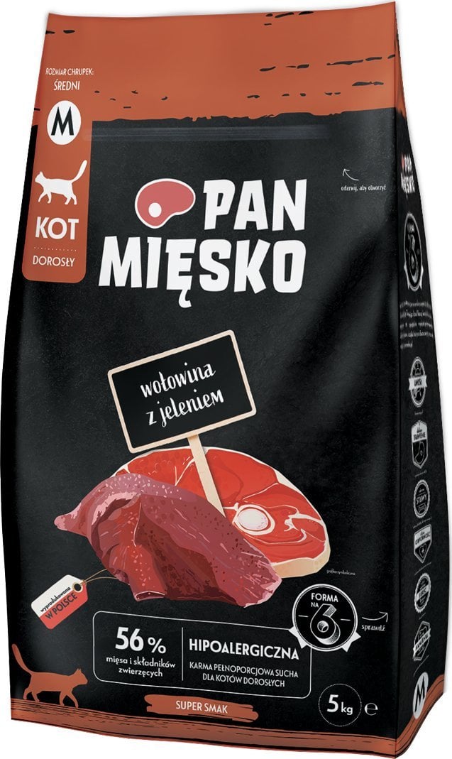 Pan Mięsko Karma sucha dla kota Wołowina z jeleniem (dorosły) chrupki M 5kg