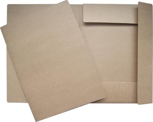 Klapmappe, 3-klap, naturfarvet karton, 600 g, a3