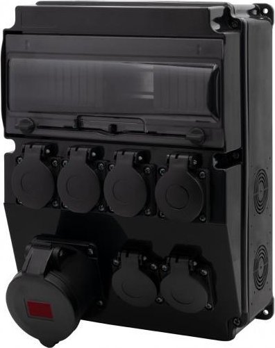 F-Elektro Rozdzielnica czarna CAJA 12M SCENIC - gniazda proste 32A/5P, 6x230V F3.2690