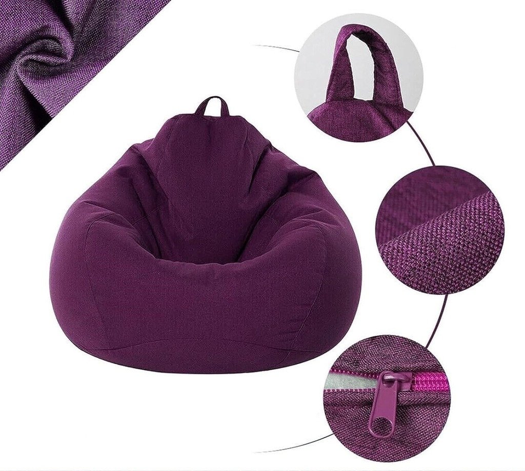 POKROWIEC NA PUFĘ PUF WOREK FIOLETOWY 70x80cm